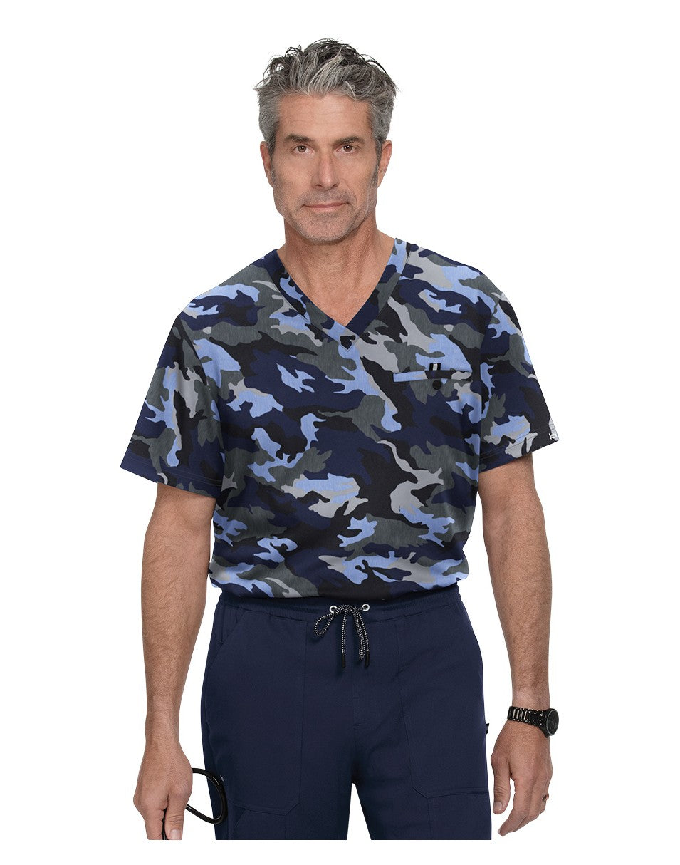 Koi 671PR Top Clínico Hombre Estampado Azul Marino HTC