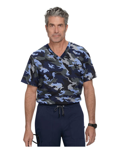 Koi 671PR Top Clínico Hombre Estampado Azul Marino HTC