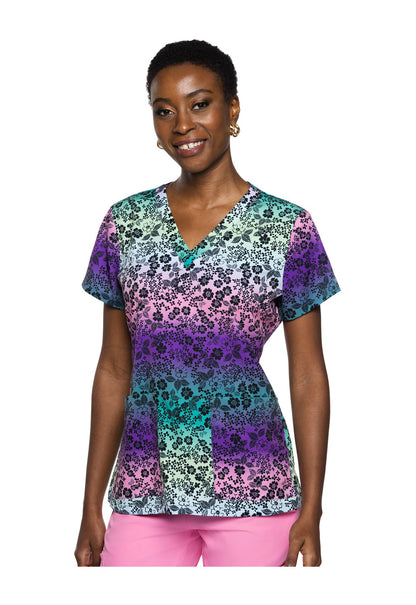 MedCouture MC8564 Top Clínico Mujer Estampado Morado OBGD