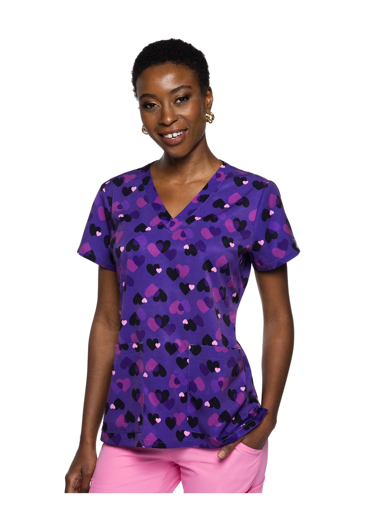 MedCouture MC8564 Top Clínico Mujer Estampado Morado TWHT