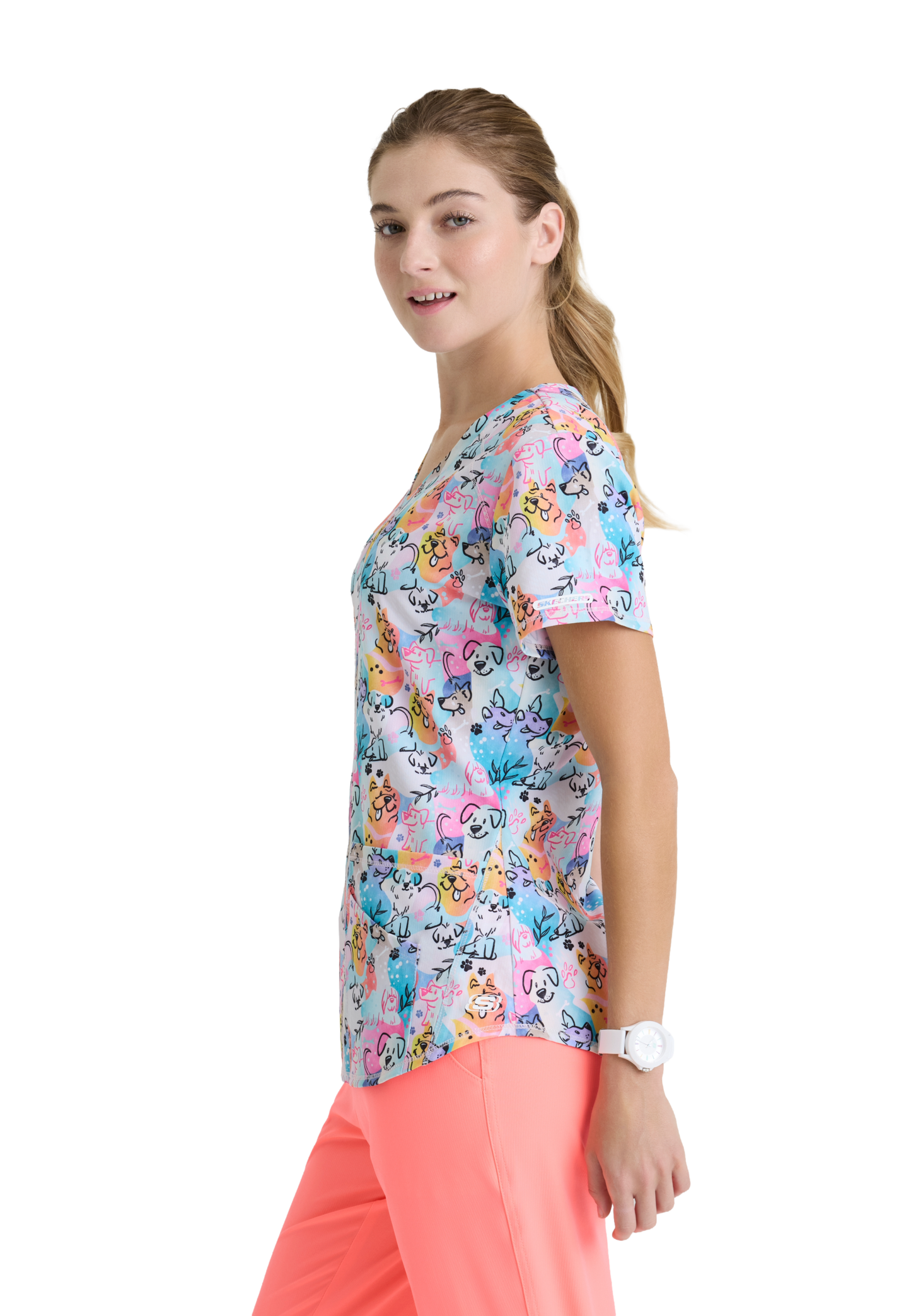 Skechers SKT021 Top Clínico Mujer Estampado BHBK