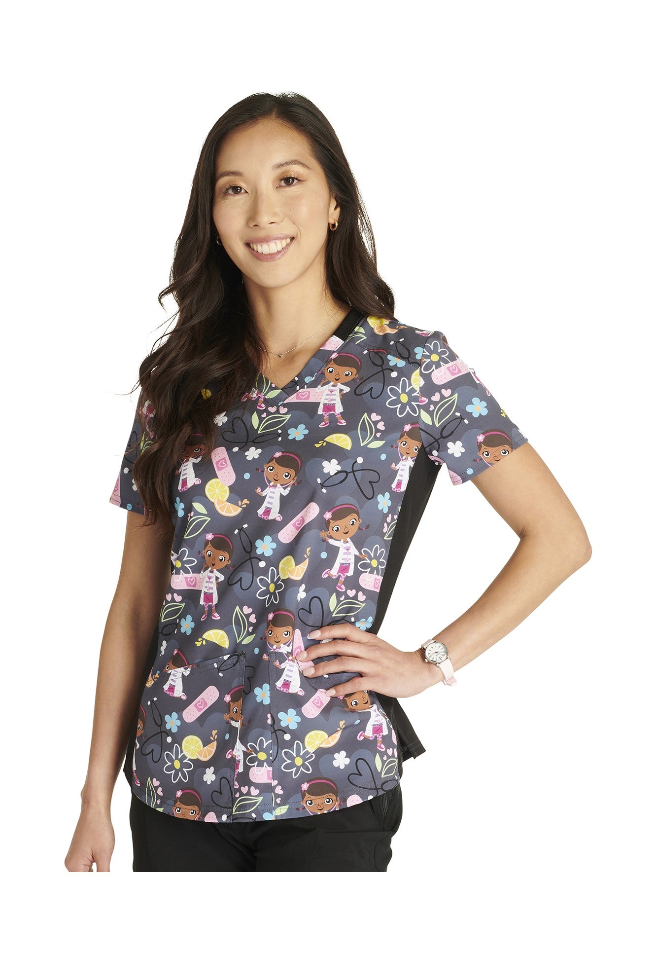 Cherokee Disney TF780 Top Clínico Mujer Estampado Gris DCSM