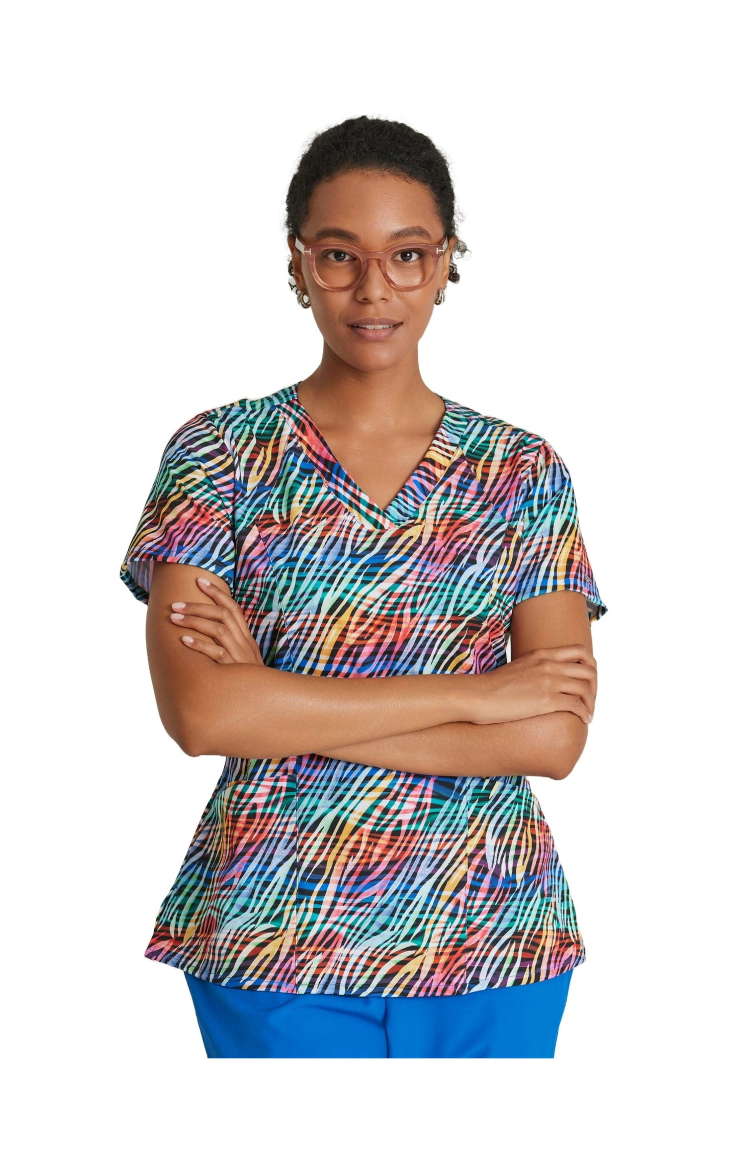 Barco 5107 Top Clínico Mujer Estampado Azul Rey ELZE