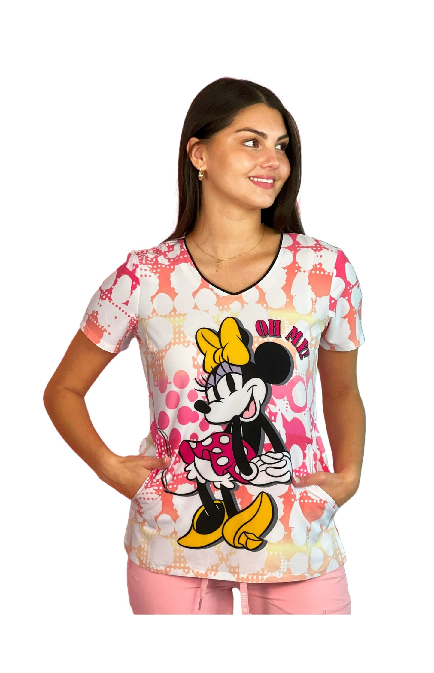 Cherokee Disney TF626 Top Clínico Mujer Estampado Rosado MNYH