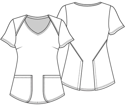Top clínico Cherokee Disney TF756 mujer estampado ALPA fondo gris - vista trasera