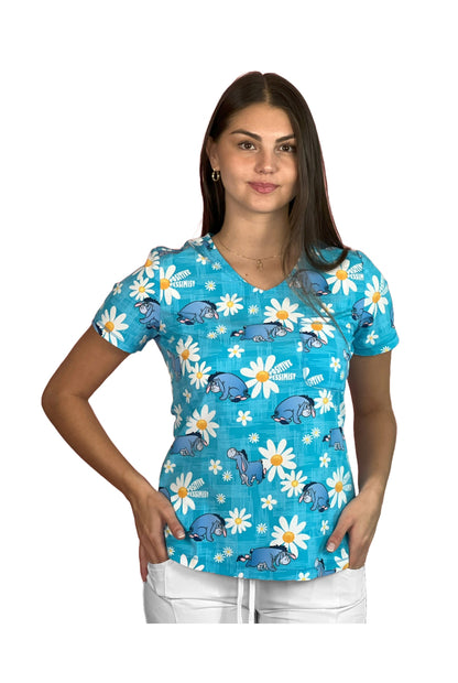Cherokee Disney TF786 Top Clínico Mujer Estampado Turquesa PHVM