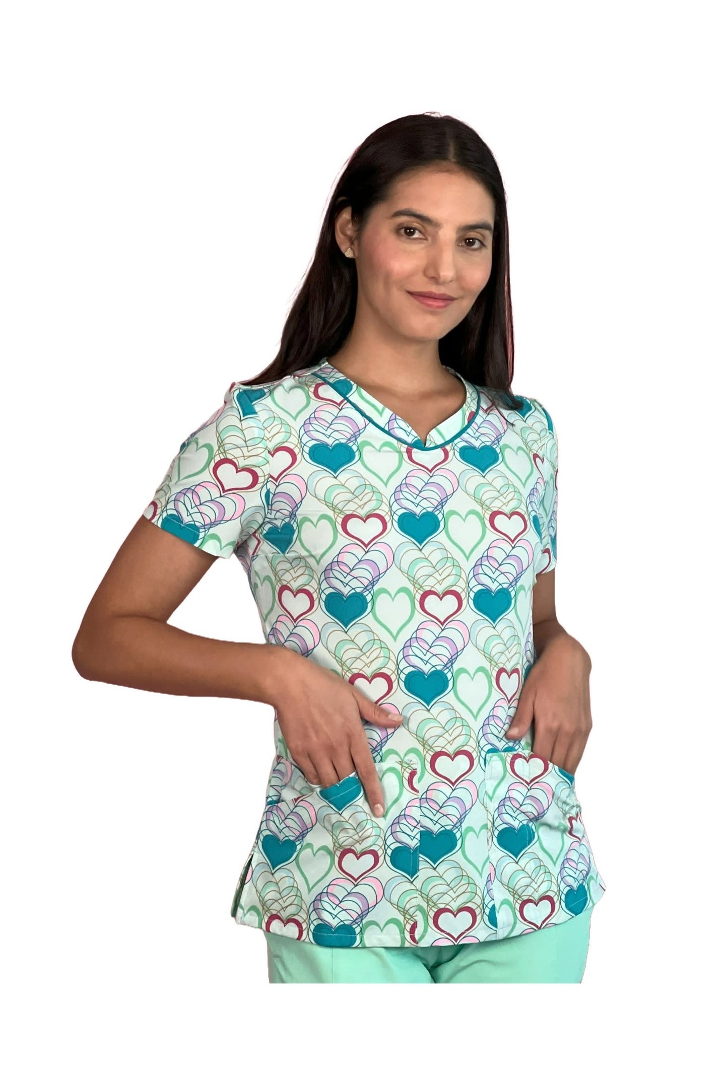 Cherokee CK678 Top Clínico Mujer Estampado Verde RTRM