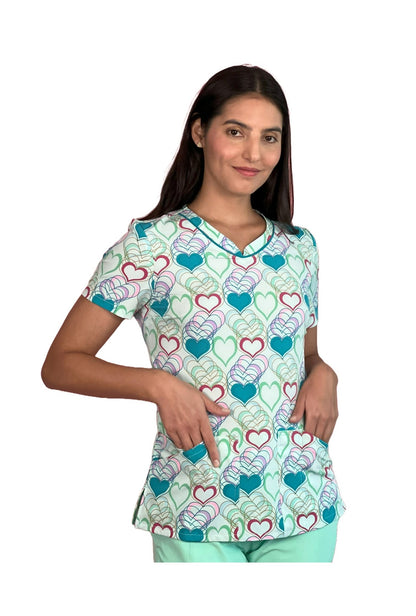 Cherokee CK678 Top Clínico Mujer Estampado Verde RTRM