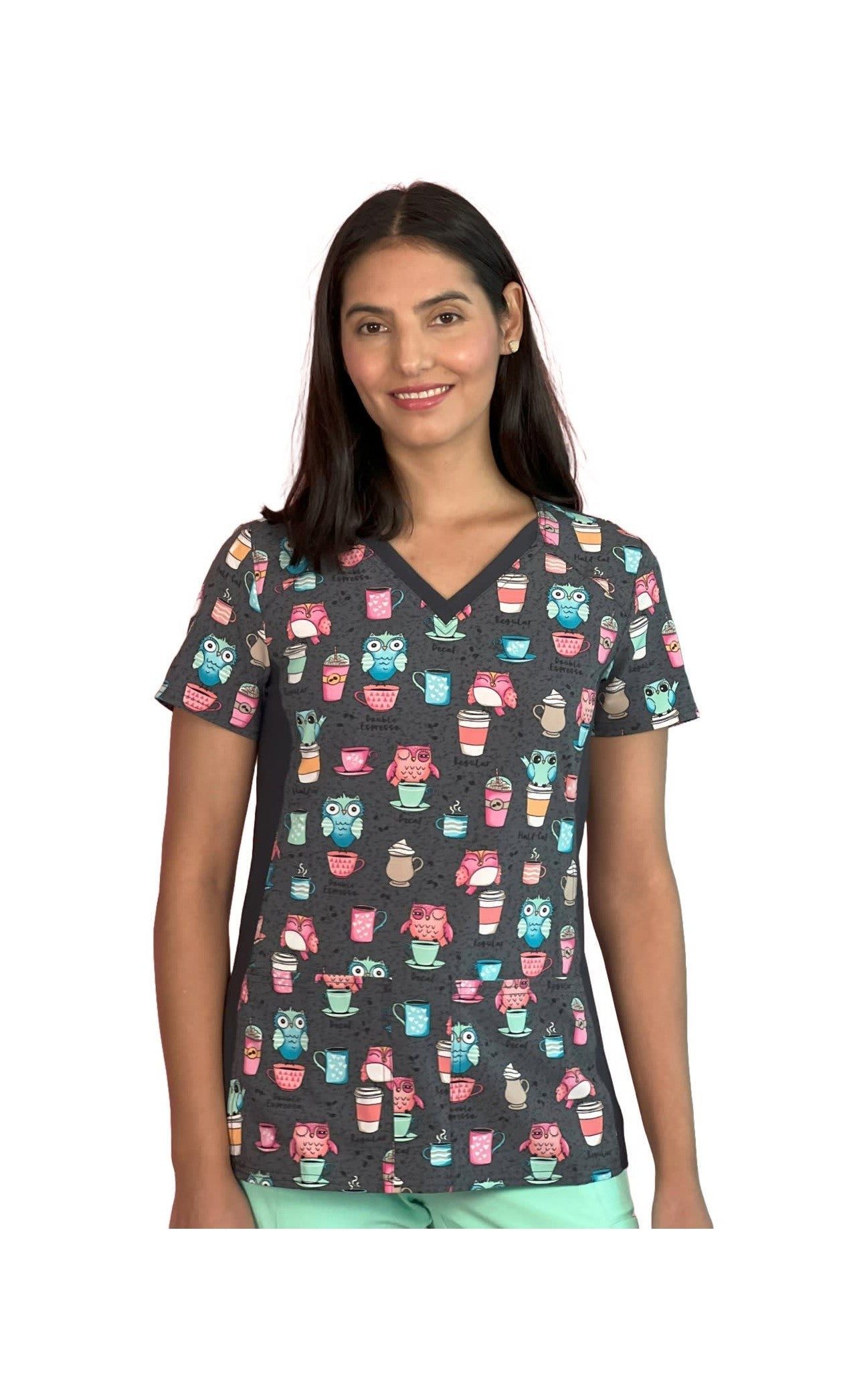 Cherokee CK793 Top Clínico Mujer Estampado Gris ONCF
