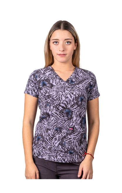 Koi 1071PR Top Clínico Mujer Estampado Gris FRF